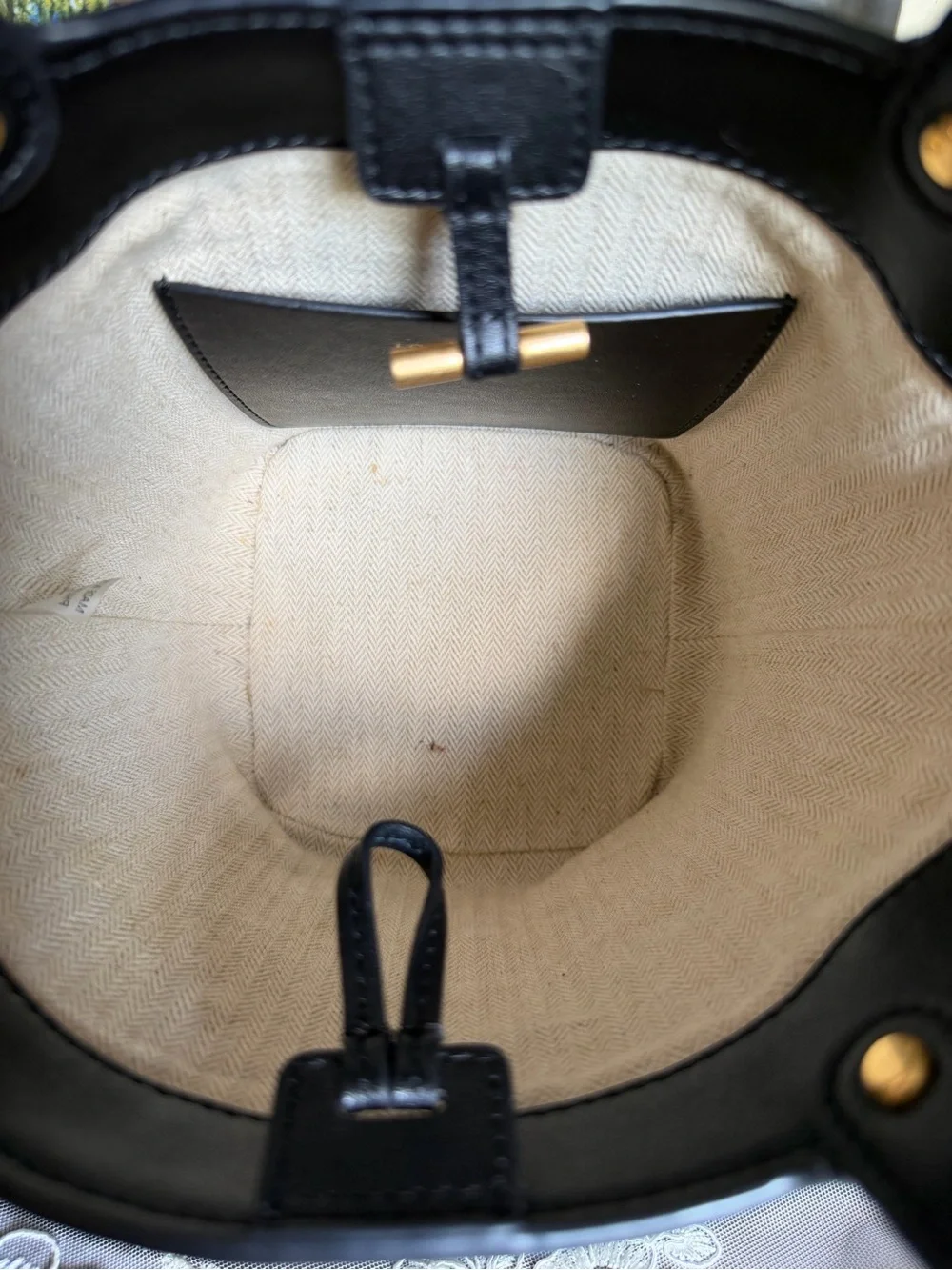 Tory Burch Black Leather Mini Miller Bucket Bag with Crossbody Strap